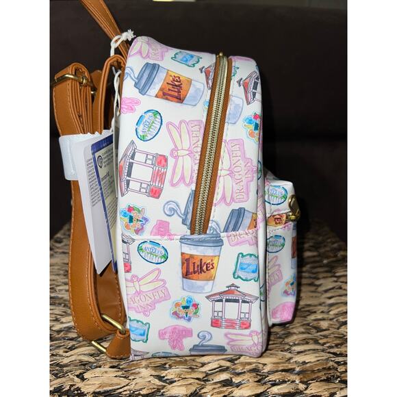 Loungefly Gilmore Girls Pink Stars Hollow Icons Mini Backpack - Picture 4 of 5